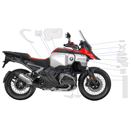 Wunderlich Complete paint protection set PremiumShield R1300GS Adventure Racing Red + Option 719 