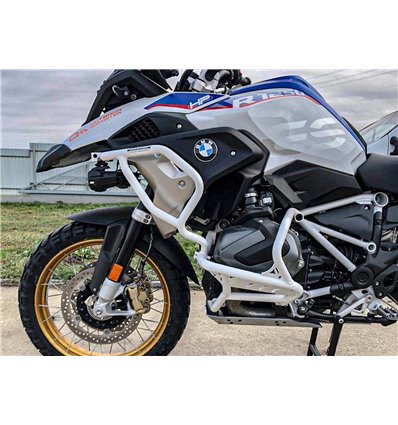 OBM-1250GS-LCB-WH - Outback Motortek Crash Bars BMW R1250GS/A (Inferiores) - Branco Brilho - in-parts